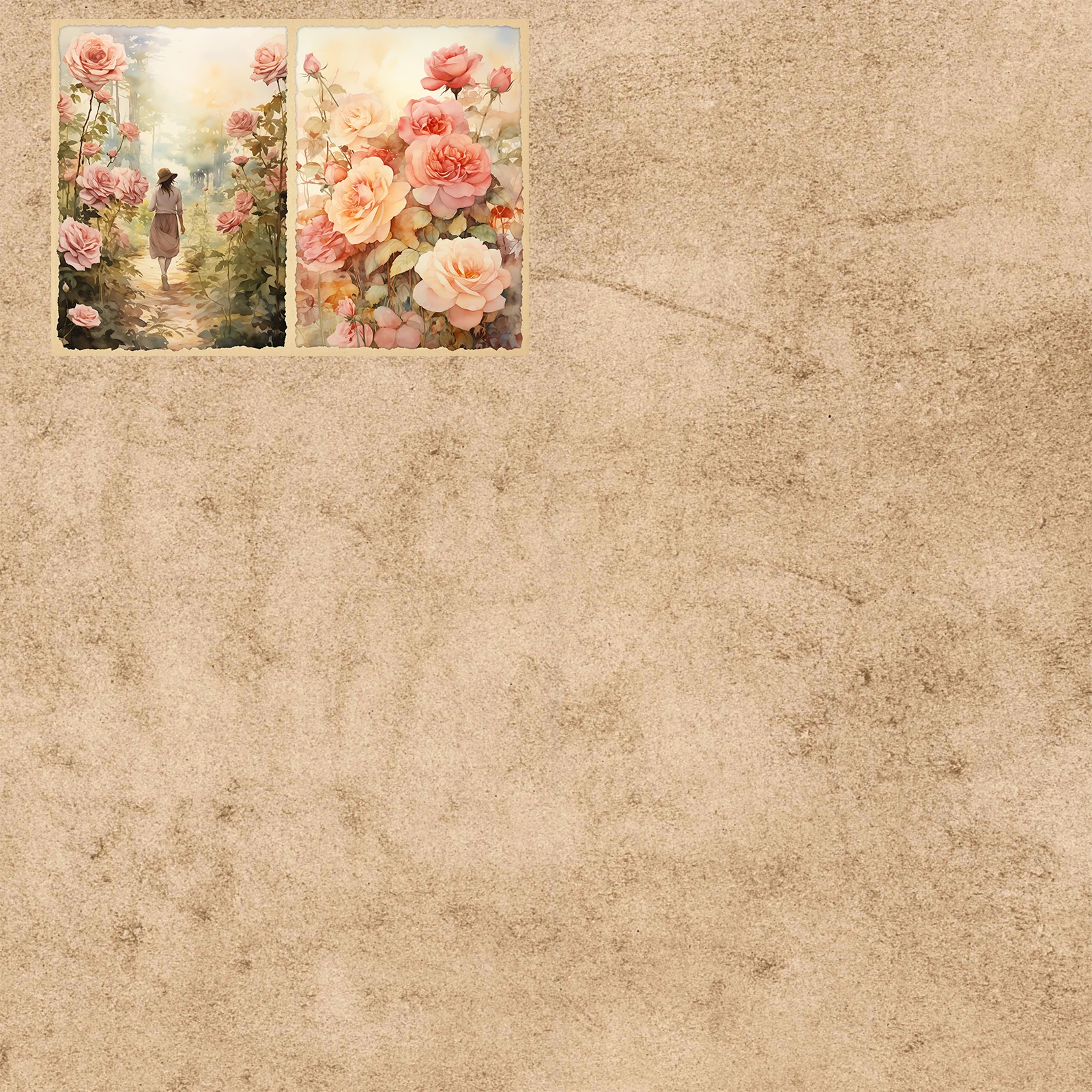 10 Sheets A5 Size Spring Girls Garden Background Vintage Grunge Journal Planning Scrapbooking