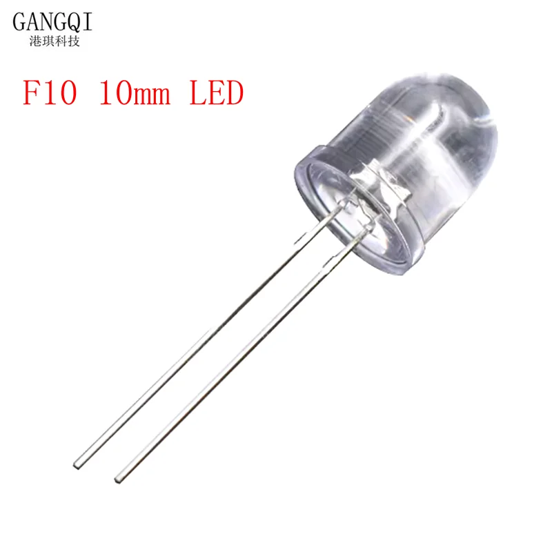 10Pcs F10 10mm LED 5 Colors Red Blue Yellow Green White Transparent Ultra Bright Round LED Light Emitting Diode Lamp