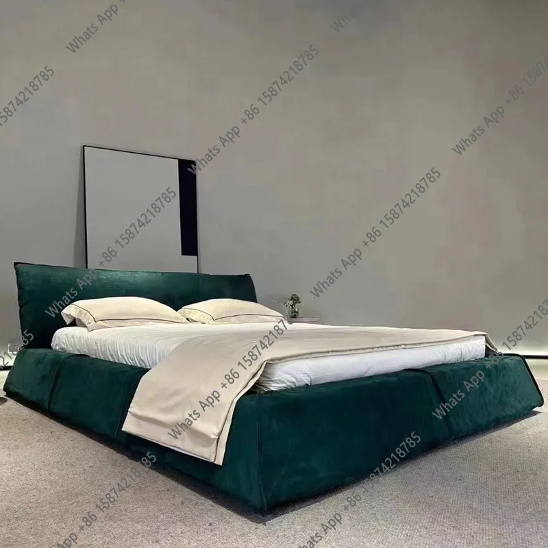 

Zx Frosted Technology Cloth Bed Simple Modern Fabric Bed Villa Master Bedroom Bed Designer Landing