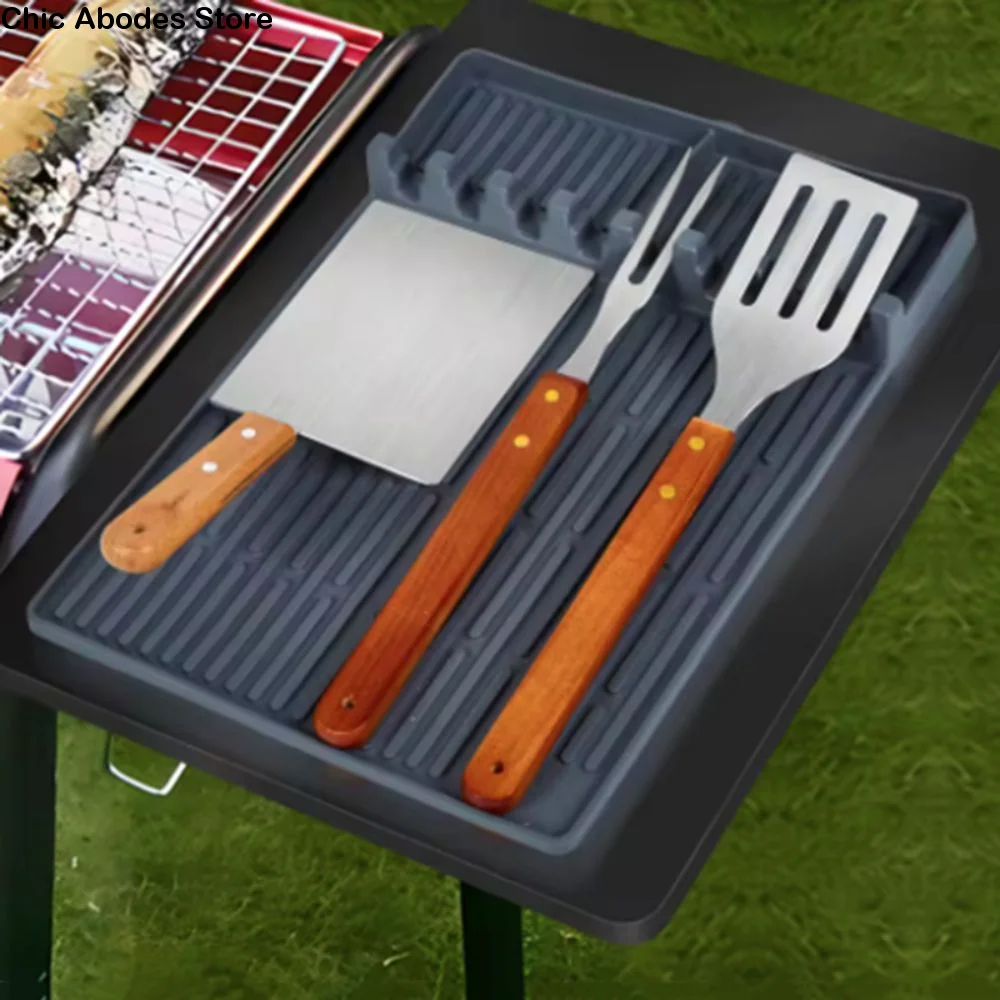 

Drain Pad Silicone Grill Mat Non Slip Heat-Resistant Baking Tray Protection Mat Rectangle Large Size Oven Tool Pad Picnic