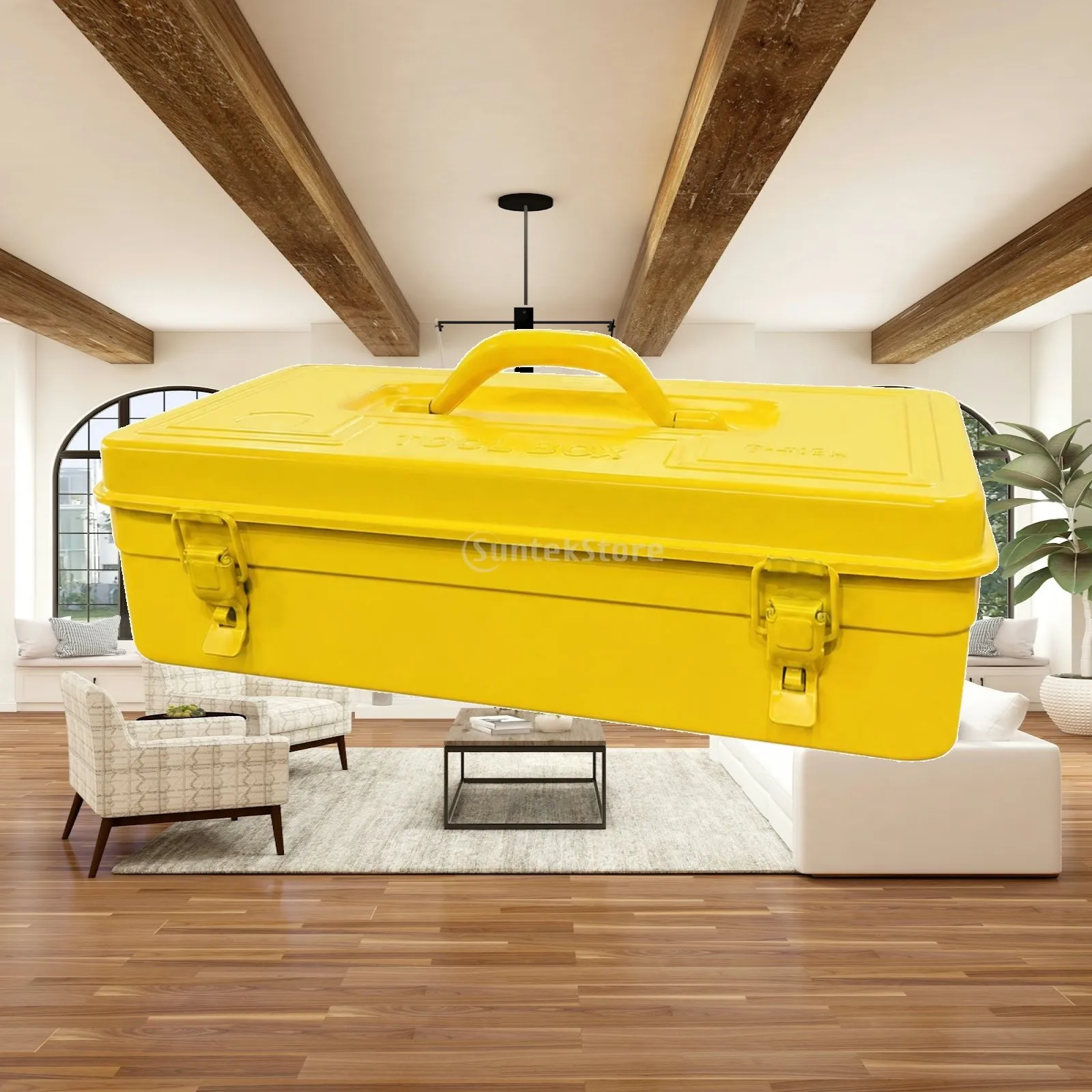 Metal Tool Case with Locking Lid Industrial Chest Cold Rolled Steel Storage Box for Hand Tools and Hardware
