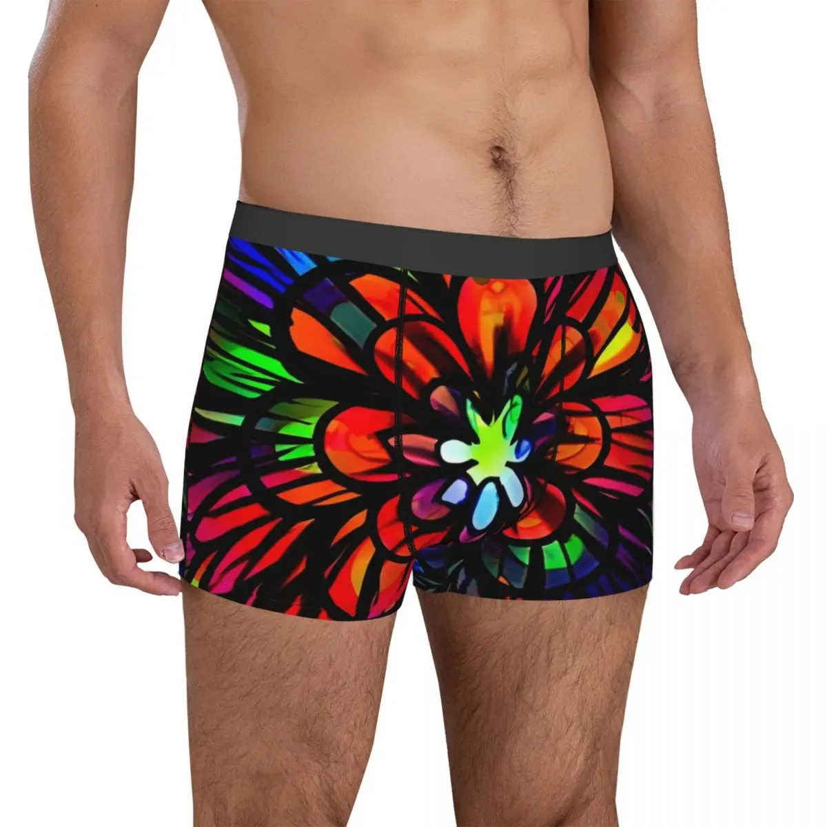 Colorful Floral Underwear Hawaiian Flower Power Breathable Underpants Print Boxer Brief 3D Pouch Males Plus Size Trunk