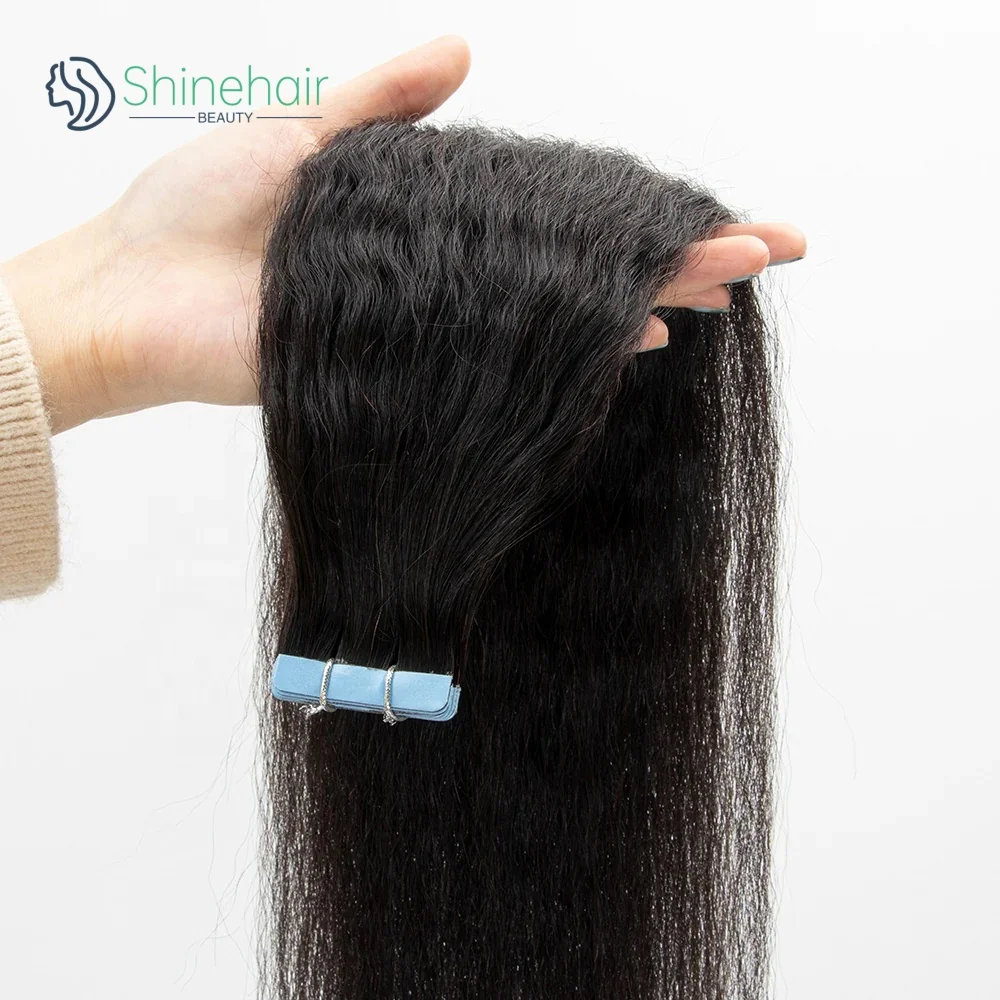 Afro Kinky Rechte Tape in Hair Extensions 100% Echt Menselijk Haar Onzichtbaar voor Vrouwen Zwart Haar op Plakband voor Salon