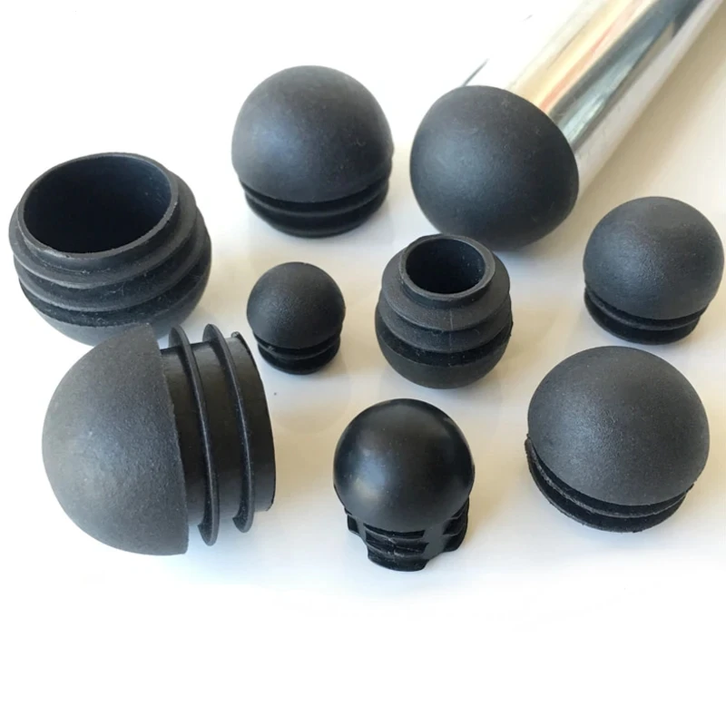 4 pces cabeça esférica plástico preto redondo cabeça tubo tampões de perna cadeira tampões inserção piso protetor de móveis tampas inferiores