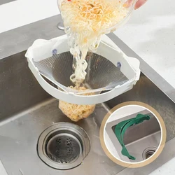 Multifunction Sink Filter Net Rack Triangular Towel Holder Leftovers Strainer Mesh Anti-Clogging Trash Hanging Bag Drain Device