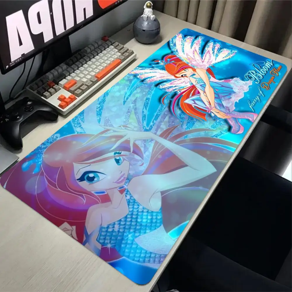 Natural rubber computer accessories desktop decoration Gamer Desk Mat Winx Clubs Mouse Pad Stitched Edge Large Gaming Mousepad