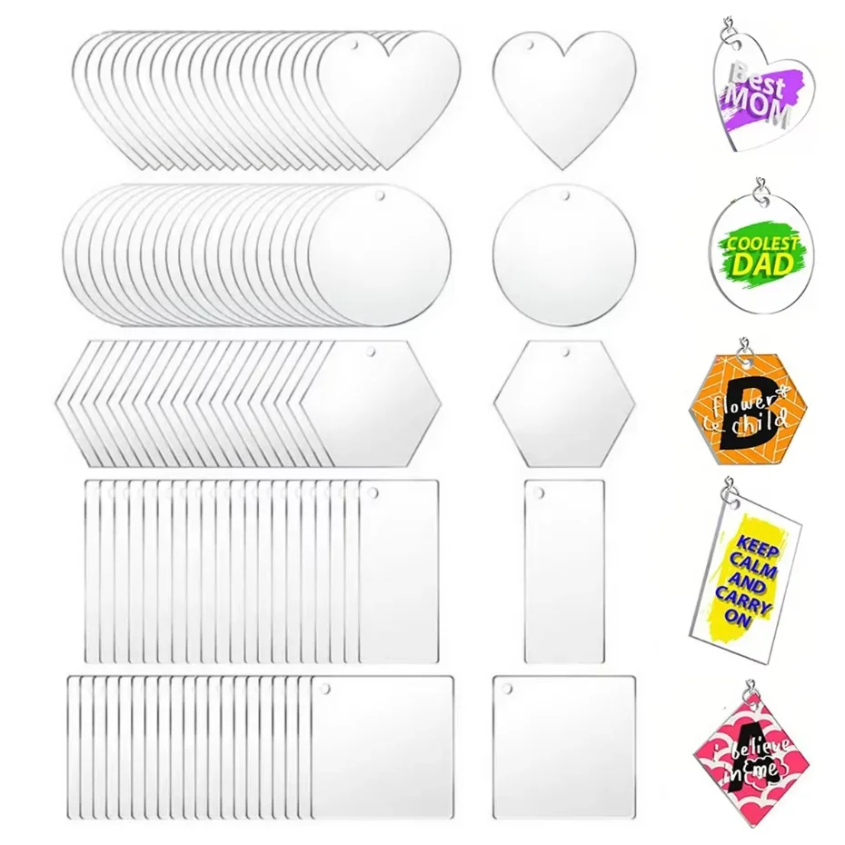 5 Styles Clear round Acrylic Blanks with Holes for DIY Painting Creative Pendant And Bookmark Making Craft Supplies
