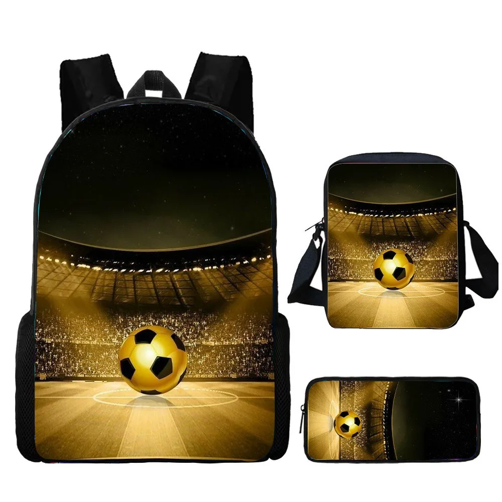 Harajuku Youthful Football Basketball 3D Print 3pcs/Set School Bags Laptop Daypack Backpack Inclined shoulder bag Pencil Case