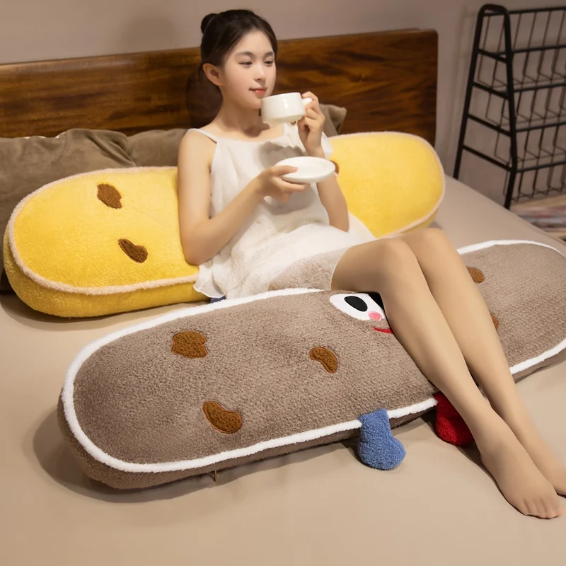 60/90/120cm Cartoon Food Long Plush Pillow Soft Stuffed Chubby Huggable Pillow Hamburger Cookies Kawaii Room Decor Kids Gifts