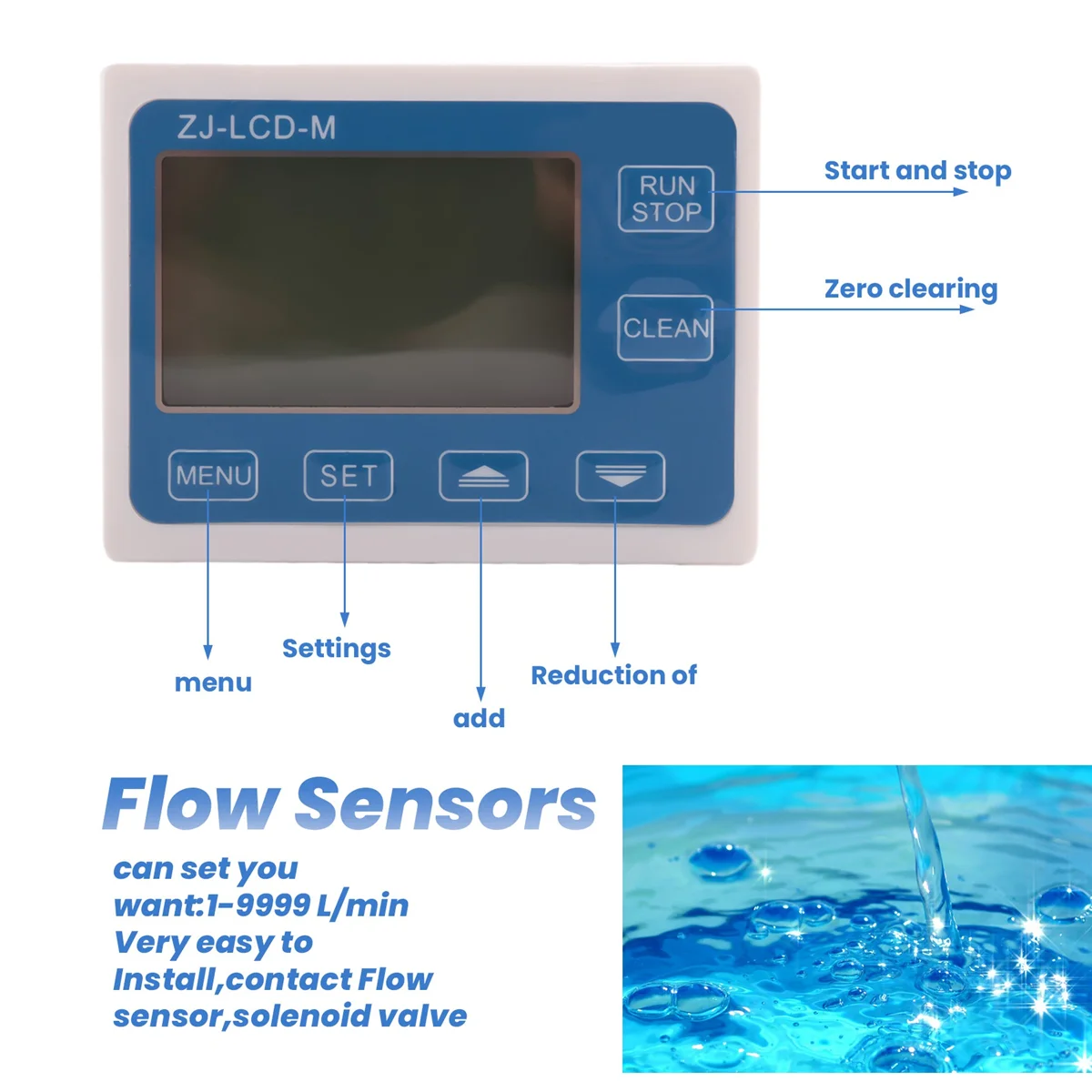 Control Flow Sensor Meter Lcd Display Zj-Lcd-M Screen For Flow Sensor Flow