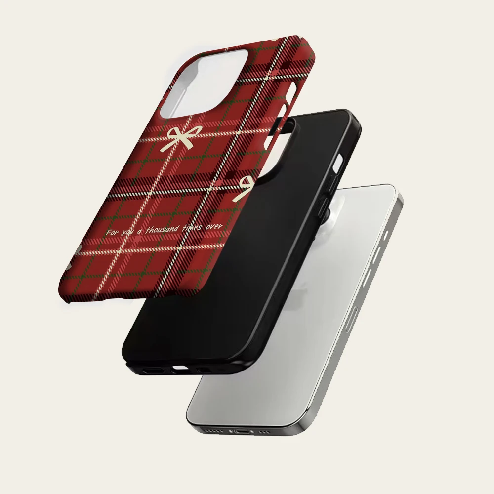 Plaid rosso e fiocchi per IPhone17 Custodia magnetica per telefono per IPhone 17 16 15 14 13 Pro Max Plus Custodia rigida singola a doppio strato