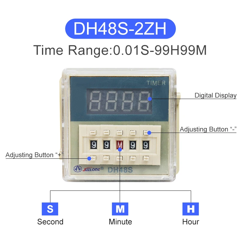 DH48S-2ZH Time Delay Relay Switch DC24V 12V 0.01S-99H99M Digital LED Programmable Delay Timer Relay AC220V 380V SPDT VaneAims