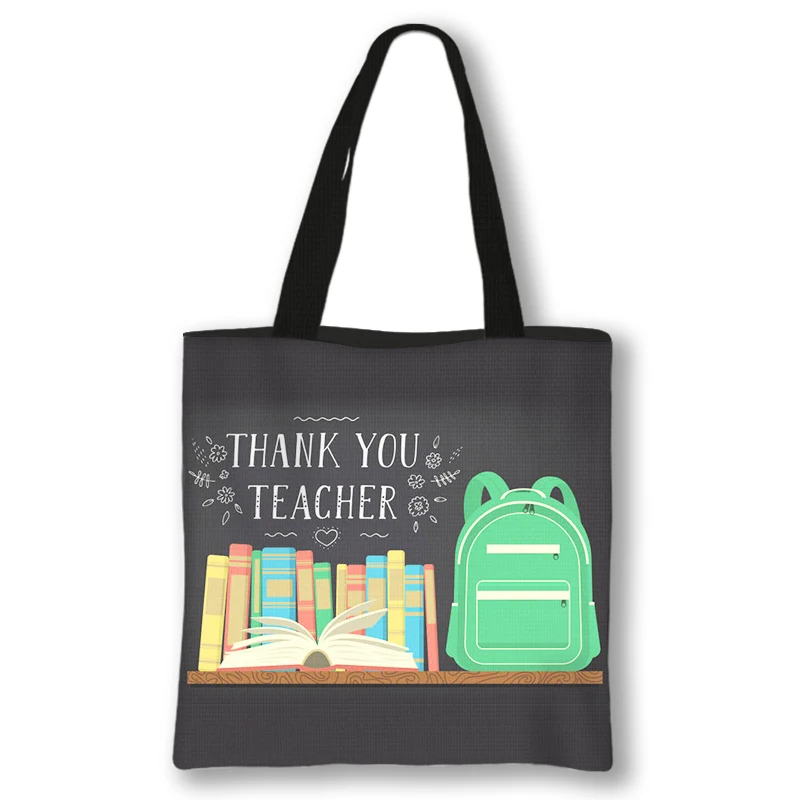 Thank You Teacher Logo Shoulder Bag Superhero Teacher Ladies Shopping Bags for Travel Women Handbag Large Capacity Storage Bags