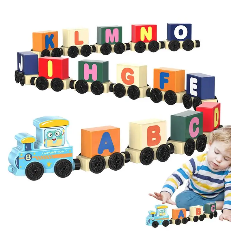 Set di treni magnetici con alfabeto 16 pezzi Numero Treno in legno Giocattolo educativo per bambini Giocattoli per la scuola materna Giocattolo di apprendimento carino per bene