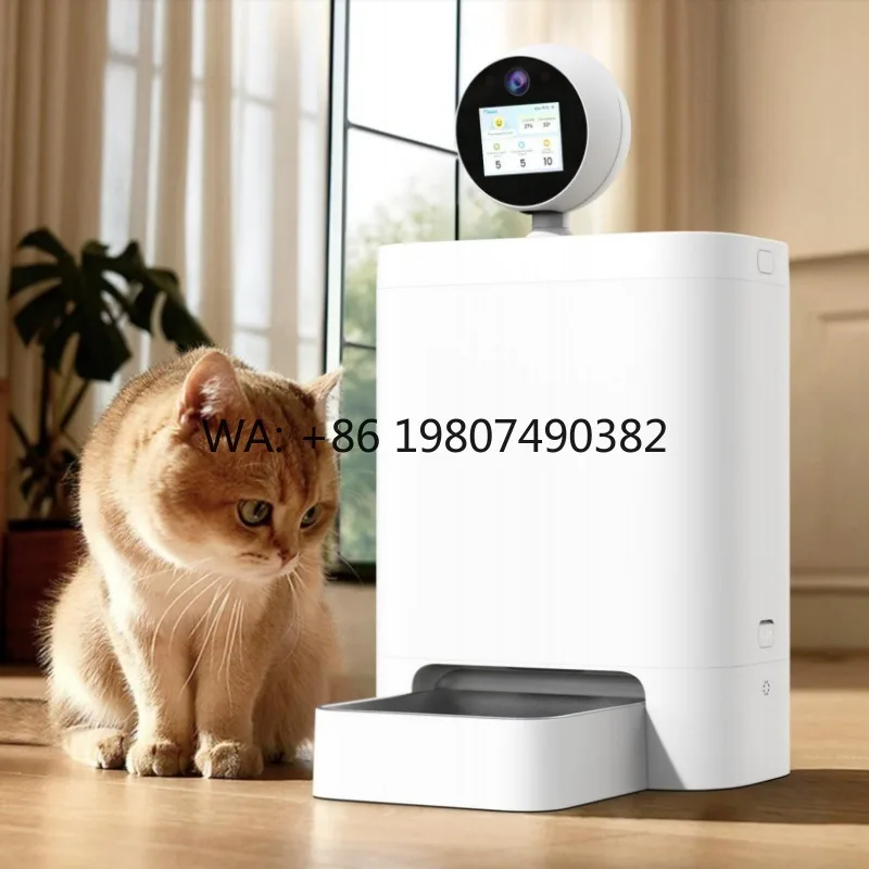 Automatic Smart Pet Feeder With 1080P Camera APP Control Timed Quantitative Food Dispenser Anti-Clog Design For Cats Dogs