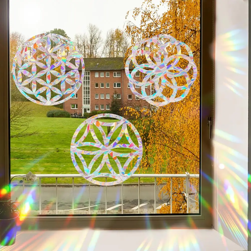 1 Set Rainbow Window Stickers PVC Suncatcher Prism Non-Adhesive Decals Static Stickers For Home Glass Door Window Wall Decor