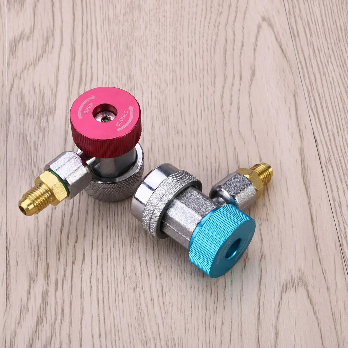 

2pcs Car Air Conditioning Quick Coupler Connector Adapter High Pressure To Low Pressure Design For Auto Ac R134A Red