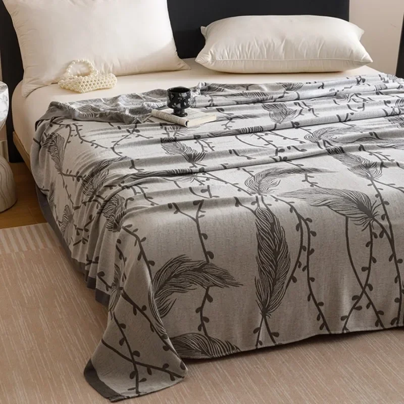 2025 New Smooth Bamboo Fiber Jacquard Multifunctional Double-layer Gauze Cold Blanket Towel Quilt