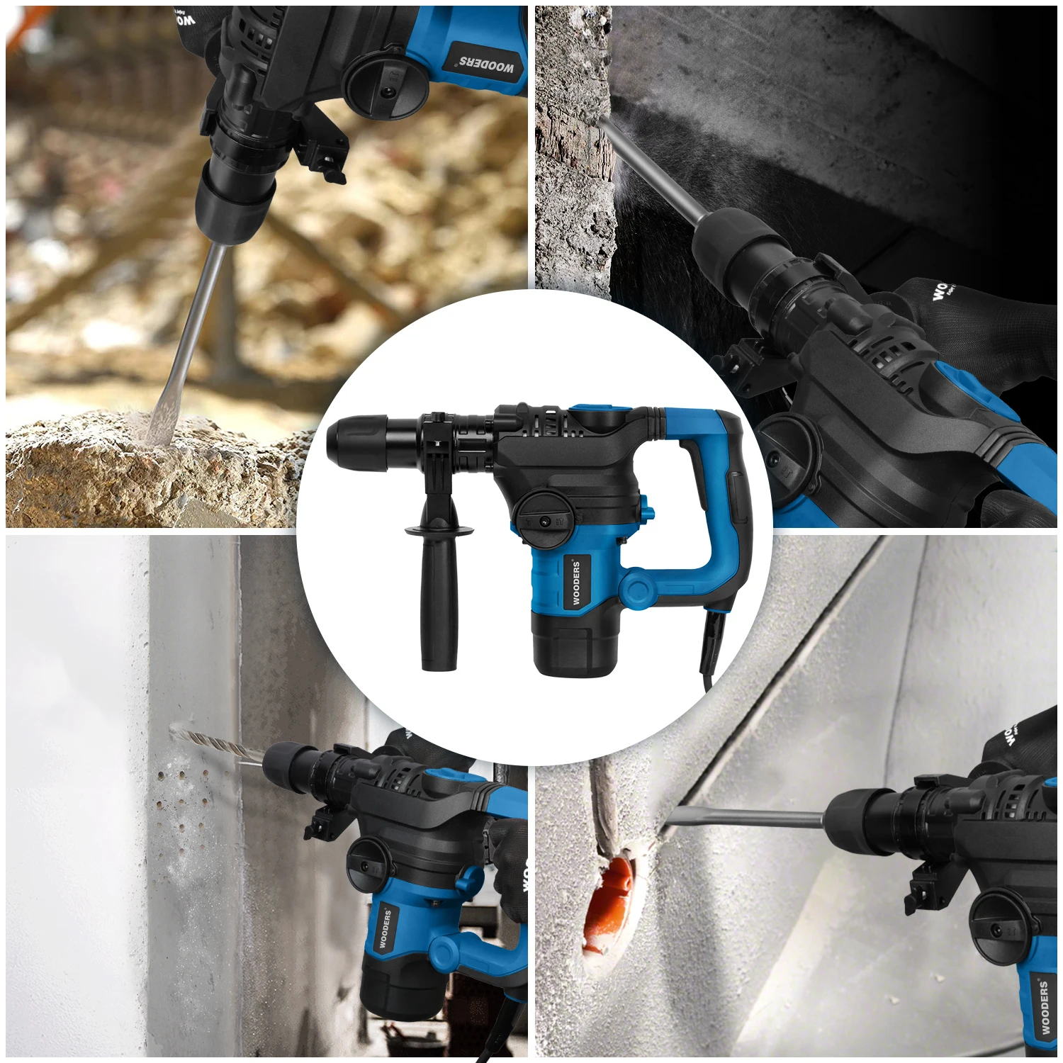 

WOODERS 1500W Power Demolition Rotary Hammer Drill High Quality 32mm Electric Rotary Hammer Tools
