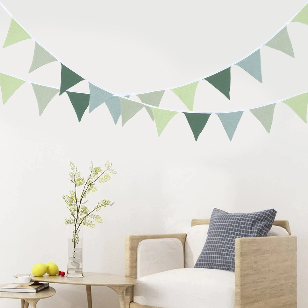 1 مجموعة حكيم الأخضر مثلث أعلام الرايات بوهو شيك معلقة العلم للخضرة دش الفصول الدراسية الزفاف حفلة عيد ميلاد زينة