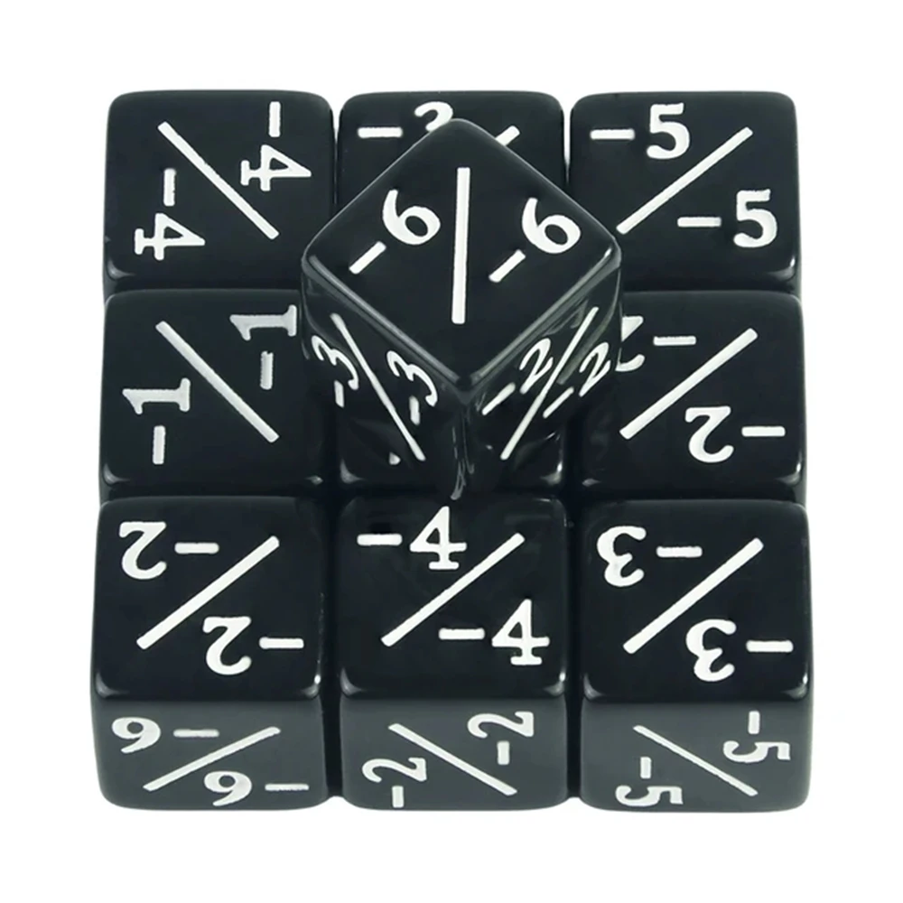 10 Stück Sechsseitige Würfel-Set D6 Zählwürfel +1/+1 und -1/-1 Set für Unterhaltungsspiele – Detail 8