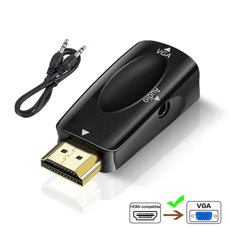 HDMI to VGA Adapter with 3.5mm Audio Cable Video Jack hdmi to vga Converter full HD PC Laptops For Xbox PS4 TV Box to Projector