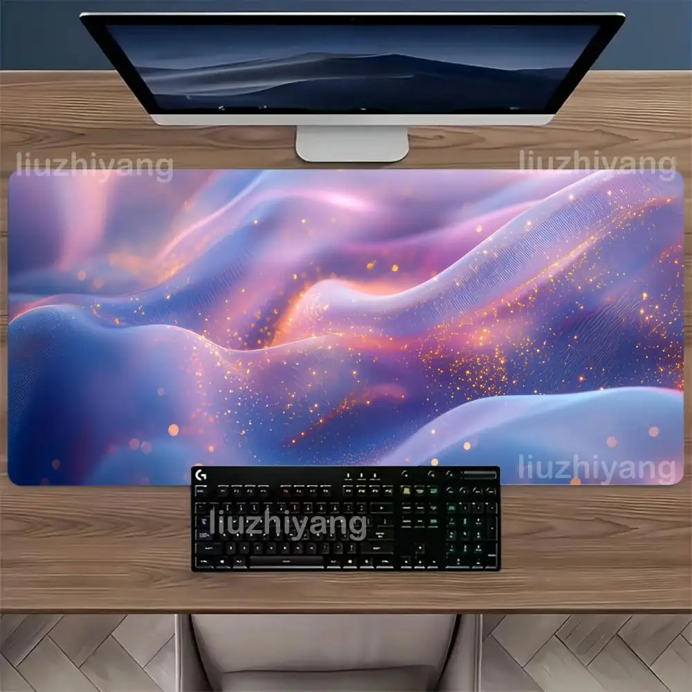 Abstract Silk Waves Mouse Pad Large Computer Office Game Table Mat XXL Rubber Anti-slip Stitch Edge Keyboard Mats Long Desk Pads