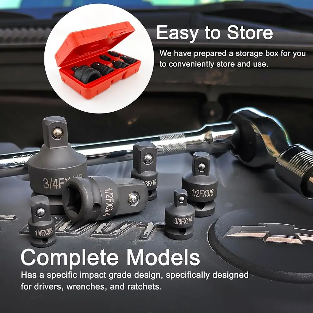 impact Socket Adapter and Reducer Set, 1/4", 3/8", 1/2", 3/4" Chrome Vanadium Steel impact Ratchet/Socket Extension/Conversion K - Image 2