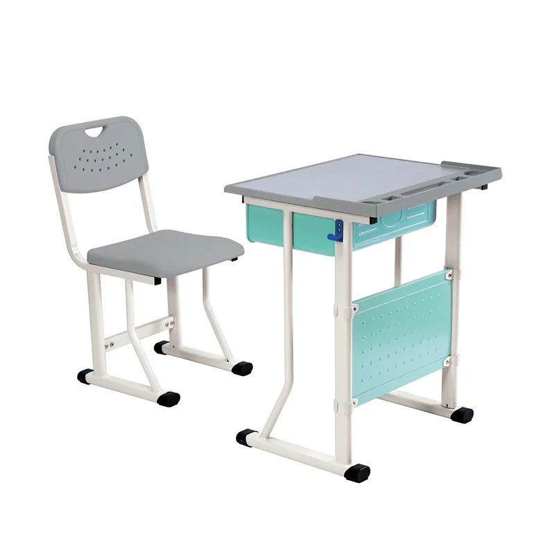 Escritorio y silla coloridos para estudiantes, muebles escolares modernos a prueba de agua, PVC/borde de inyección, mesa escolar E1