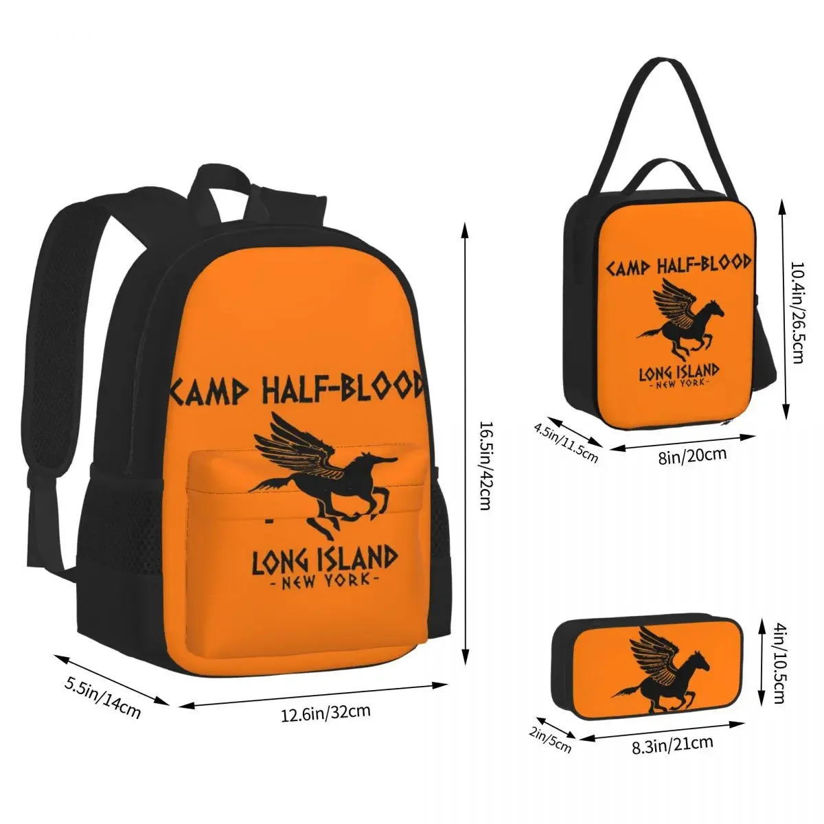 Camp Half-Blood Logo Backpacks Boys Girls Bookbag Children School Bags Cartoon Kids Rucksack Lunch Bag Pen Bag Three-Piece Set