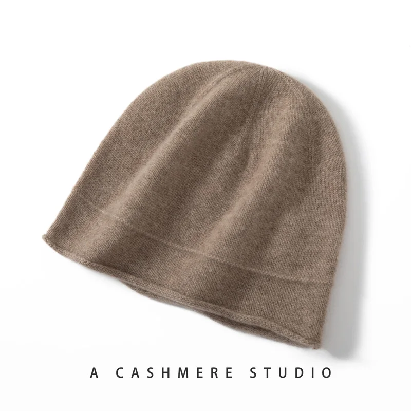 TLOML Autumn Winter New Women 100% Cashmere Hat Warm Soft Pullover Caps Casual Simple Style Cashmere High Quality Chic Comfy Hat