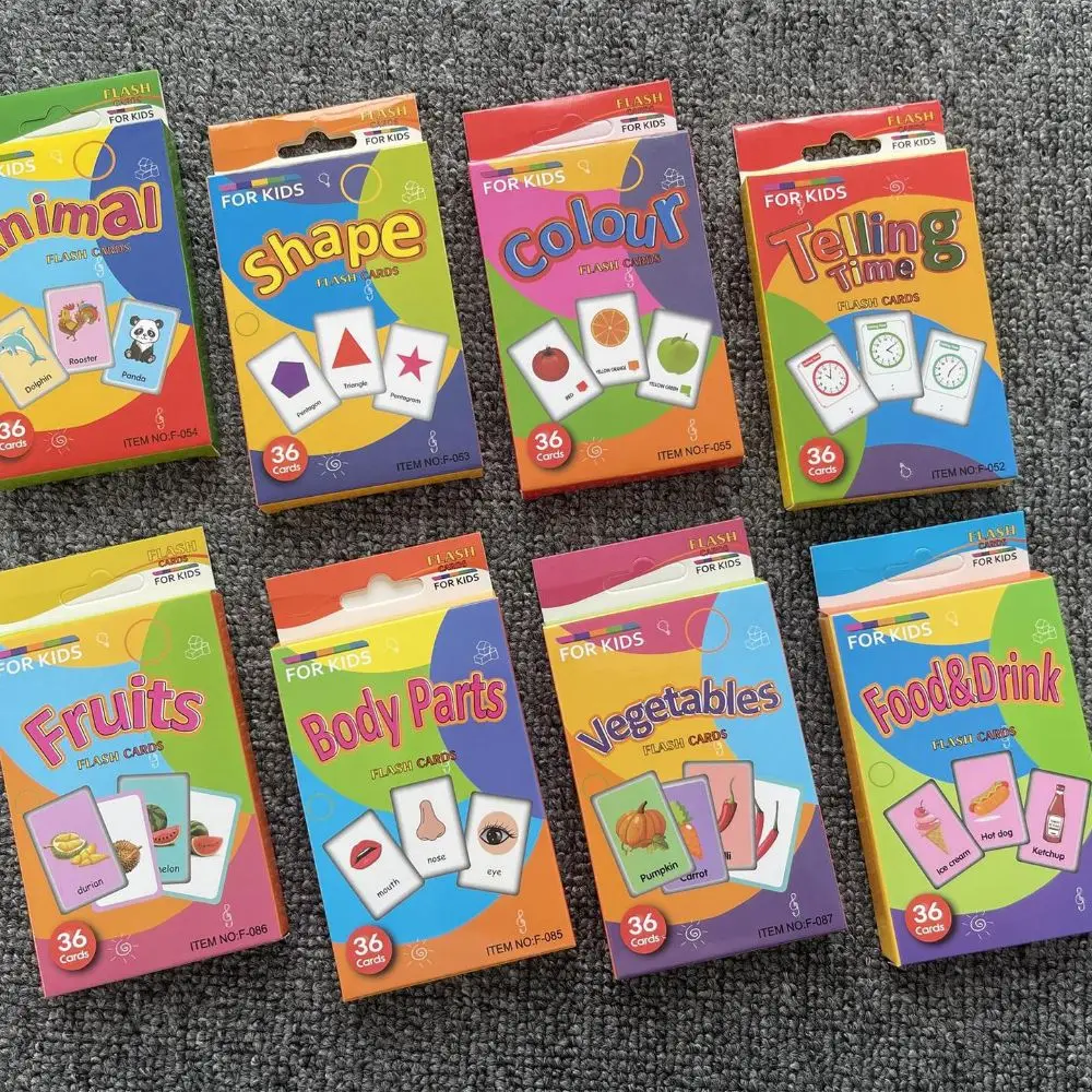 36Pcs/lot Kids Cognition Card Shape Animal Color Teaching Baby English Learning Word Card Education Toy Montessori Material Gift