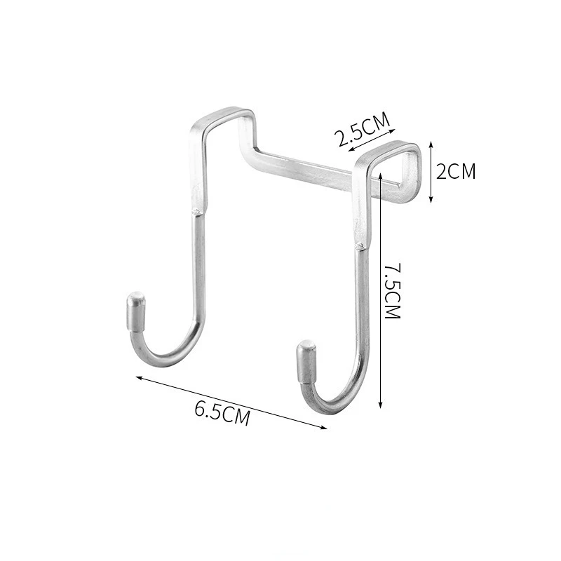 304 Stainless Steel Hook Free Punching Double S-Shape Hook Kitchen Bathroom Cabinet Door Back Type Coat Towel Storage Hanger