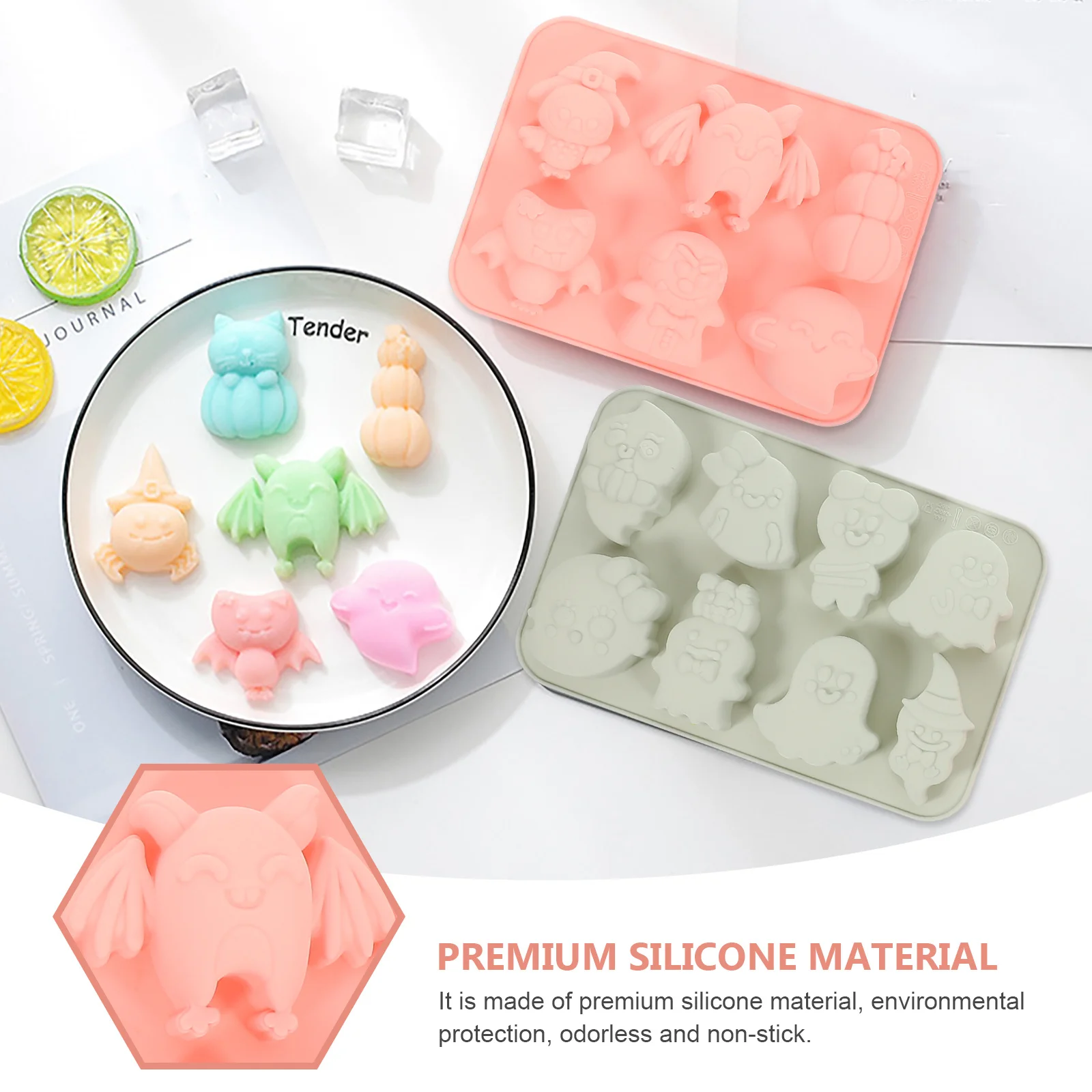 

2Pcs Halloween Pumpkin Ghost Silicone Mold Multifunction Chocolate Candy Fondant Baking Tool Cake Mold Ice Cream Mould