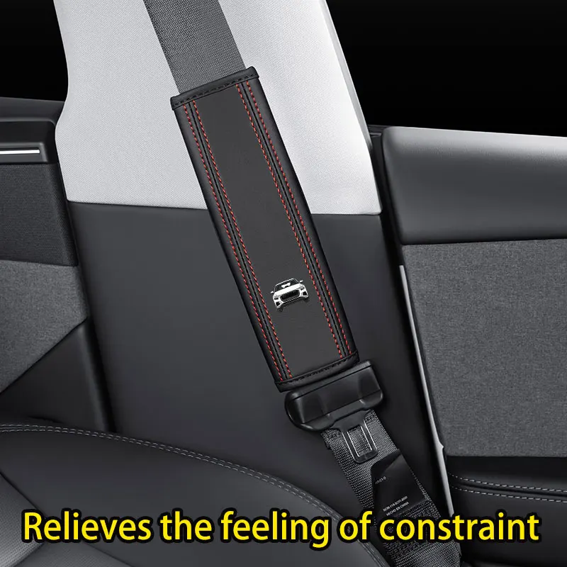 قطعتان مناسبة لوسادات الكتف الجلدية لحزام الأمان Audi Q8، مادة جلد نابا المسامية، زخارف غير مقاومة للكتف والرقبة، مناسبة لجميع المواسم