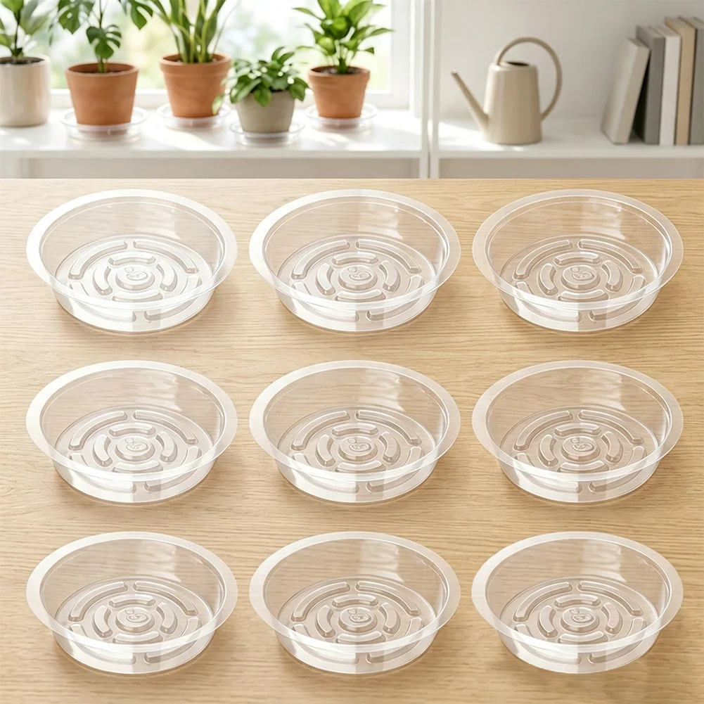 Clear Plastic Plant Saucers, 10 x 6 Inch, and Practical, Perfect for Indoor Plants, BPA Free & Recyclable Material