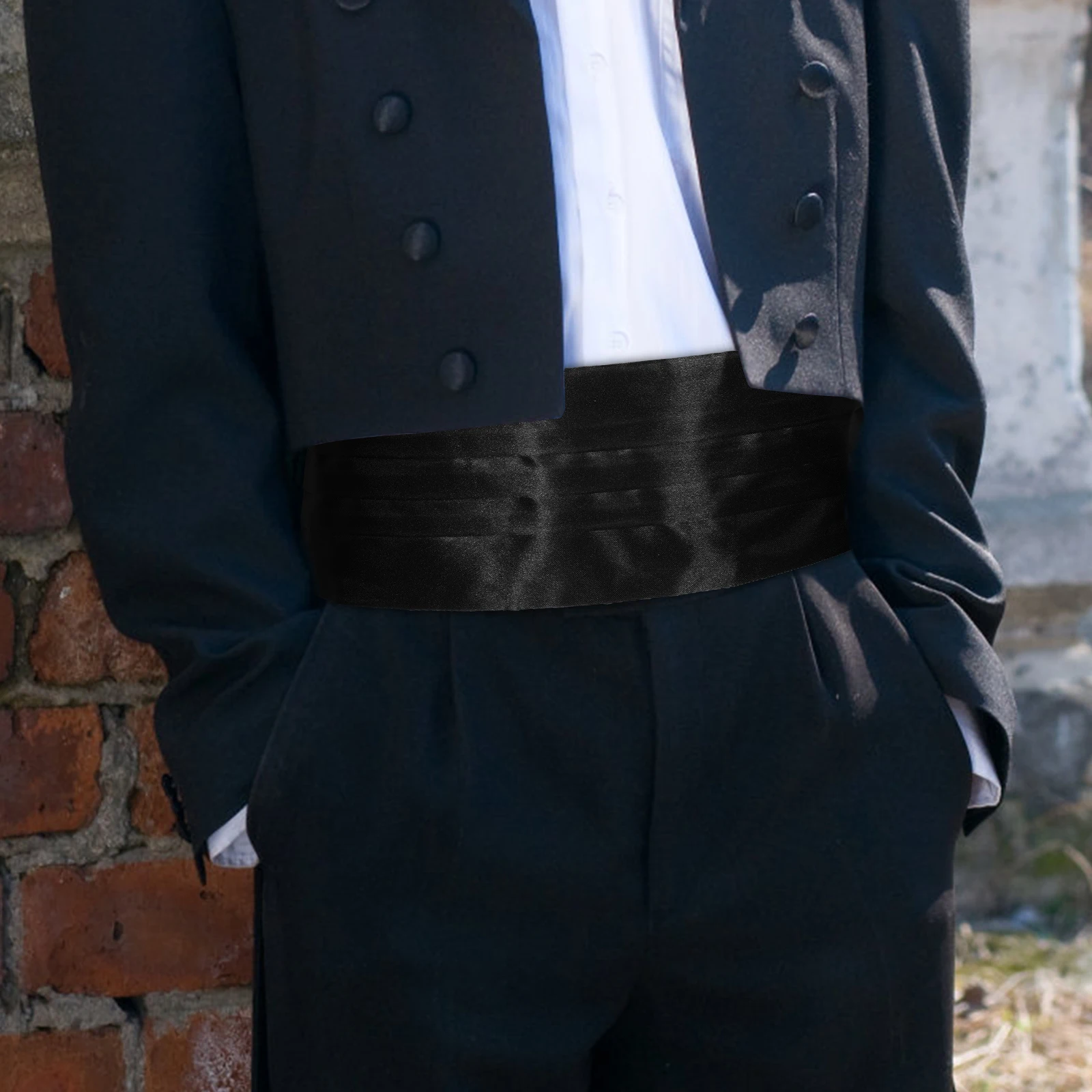 Black Cumberbund Men Dress Girdle Satin Waist Belts Adjustable Formal Cummerbund Set Bow Tie Tuxedo Accessories