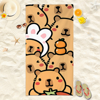 2025 New Capibara Beach Towel Cute Capybara Soft Beach Towel Microfiber Cartoon Printed Towel Comfortable Soft Beach Towel