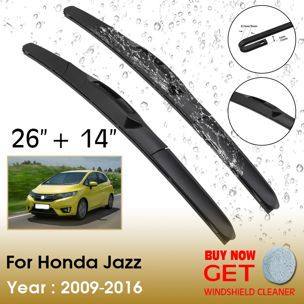 

Car Wiper Blade For Honda Jazz 26"+14" 2009-2016 Front Window Washer Windscreen Windshield Wipers Blades Accessories