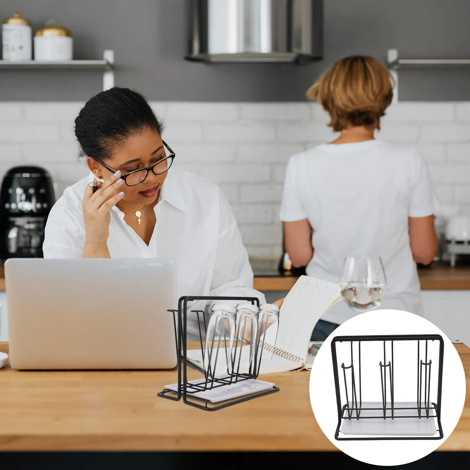 Heavy Duty Mug Rack with Rust Resistant Metal Tray for Kitchen Cup Drying Storage and Display