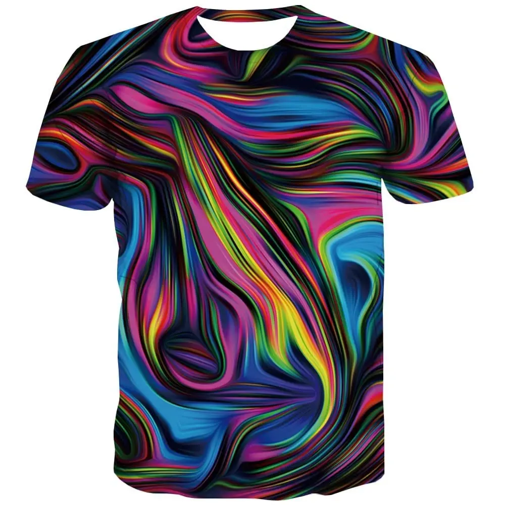 KYKU Colorful T-Shirts for Men 3D Printed Neon Abstract Tee Short Sleeve T Shirt