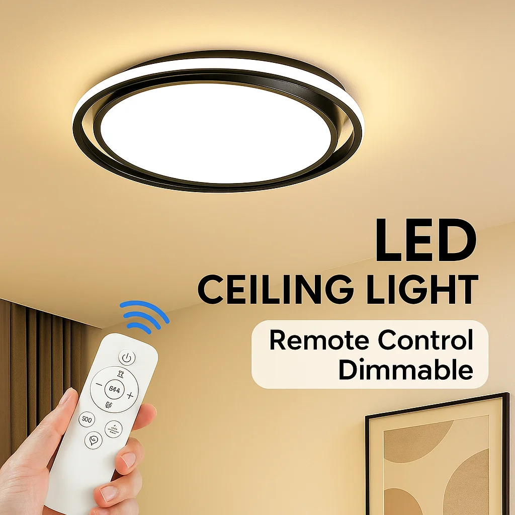 

LED Ceiling Lamp Remote Control Chandelier For Bedroom Living Room Kitchen Study Gold Round Home Decoration Light