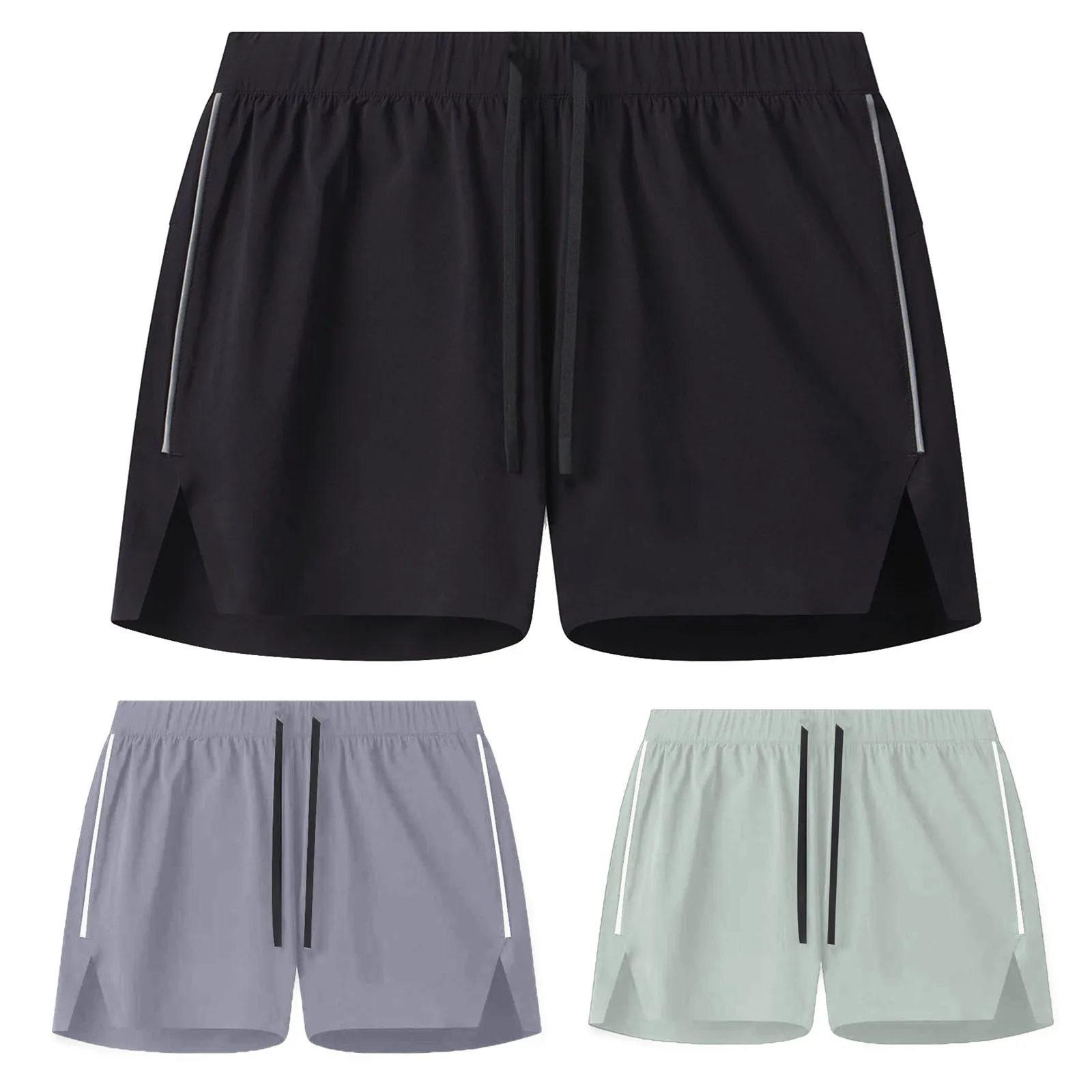 

Men Performance Running Shorts Side Split Back Zip Pocket Towel Holes Drawstring Waistband Quick Dry Lightweight Stretchy