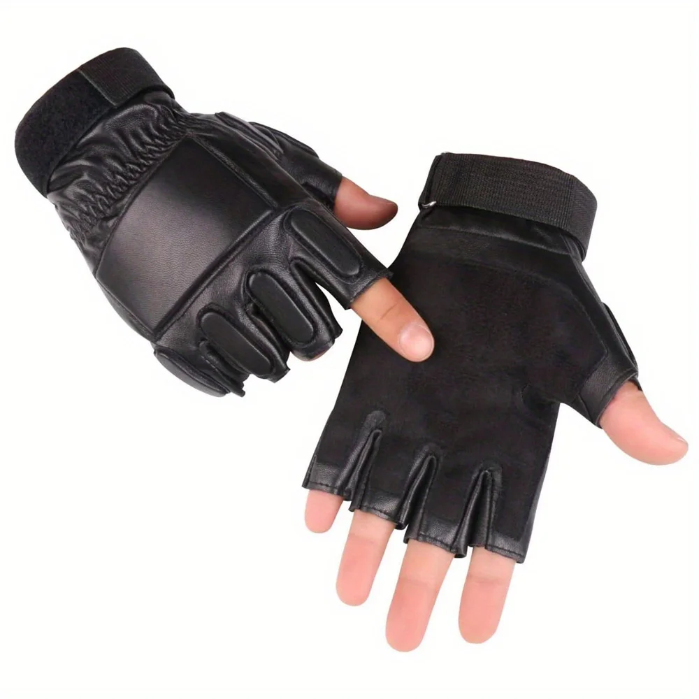 Spring Autumn Men Genuine Leather Gloves Slip-resistant Half Finger Goatskin Fingerless Gym Fitness Driving Male Gloves