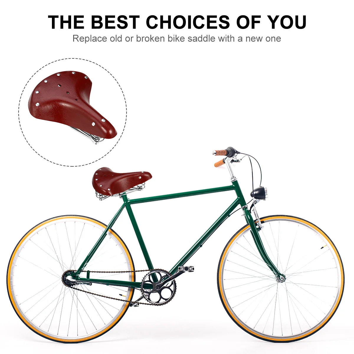 

Brown Faux Bike Saddle Easy Install Comfortable Cycling Seat for Road Touring Bikes Bike Saddle Cycling Seat