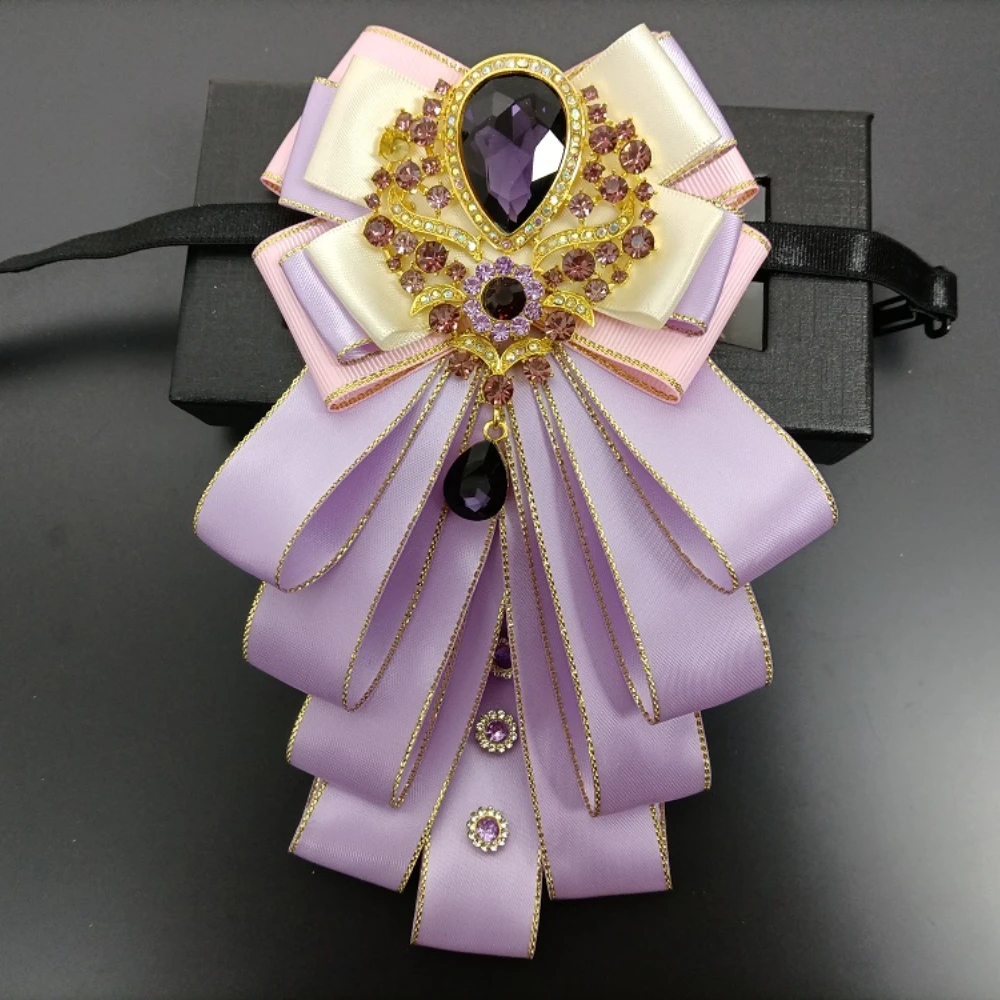 Pajarita de moda para hombres y mujeres, vestido de banquete de negocios, camisa de novio de boda, diamantes de imitación de lujo, accesorios de