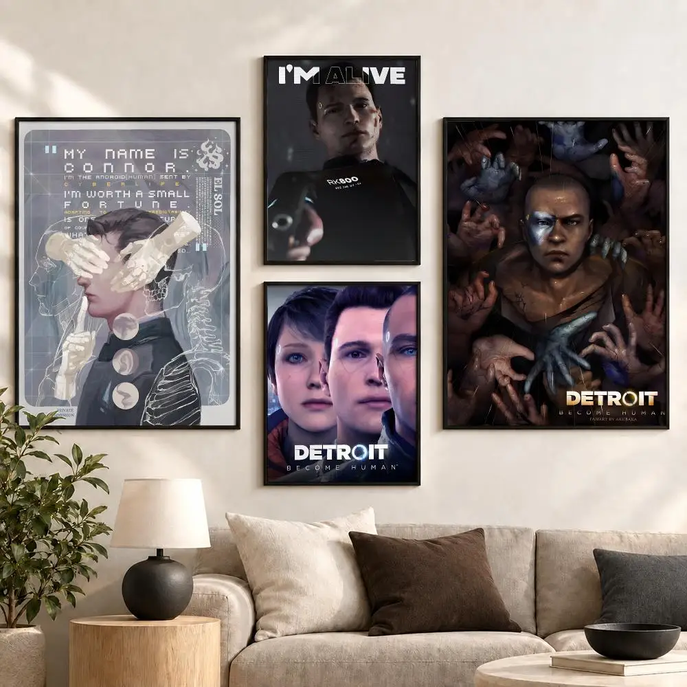 Detroit Become Human SciFi Game Android Future Series Poster Aesthetic Art Print for Bedroom & Living Room Decor, Unframed