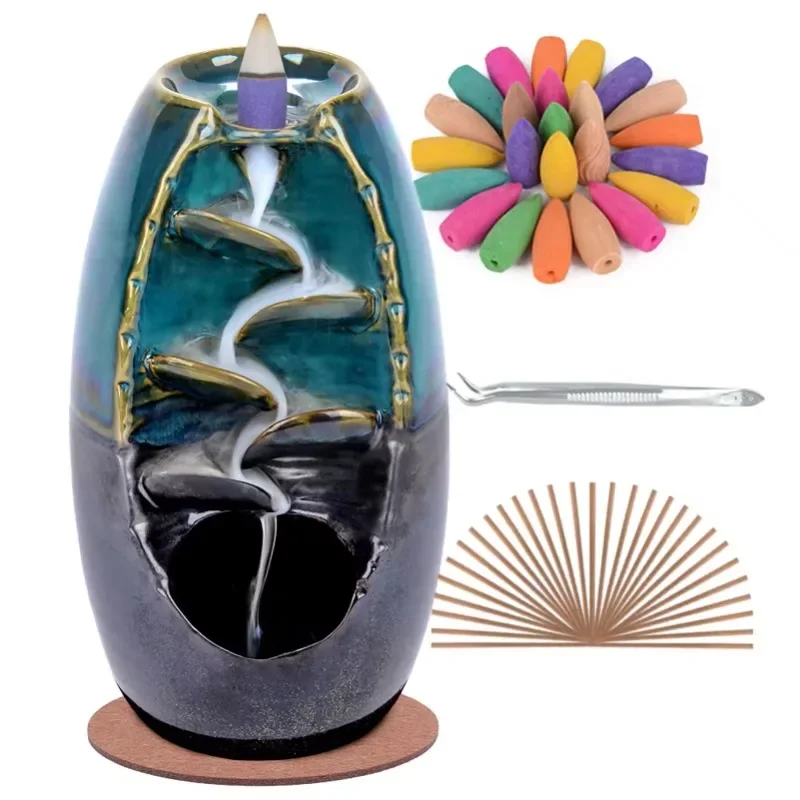 

Mini Backflow Incense Burner Smoke Waterfall Incense Burner for Home Office Decor