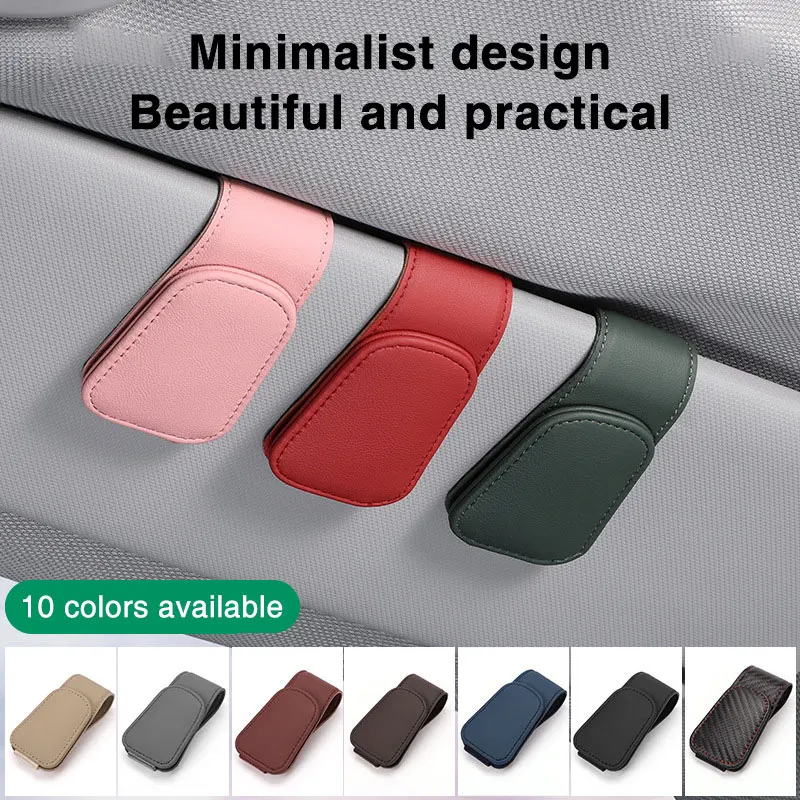 

Universal Car Auto Sun Visor Eyeglass Hanger Clip Leather Glasses Holder Magnetic Multi-Function Automobile Accessories Storage