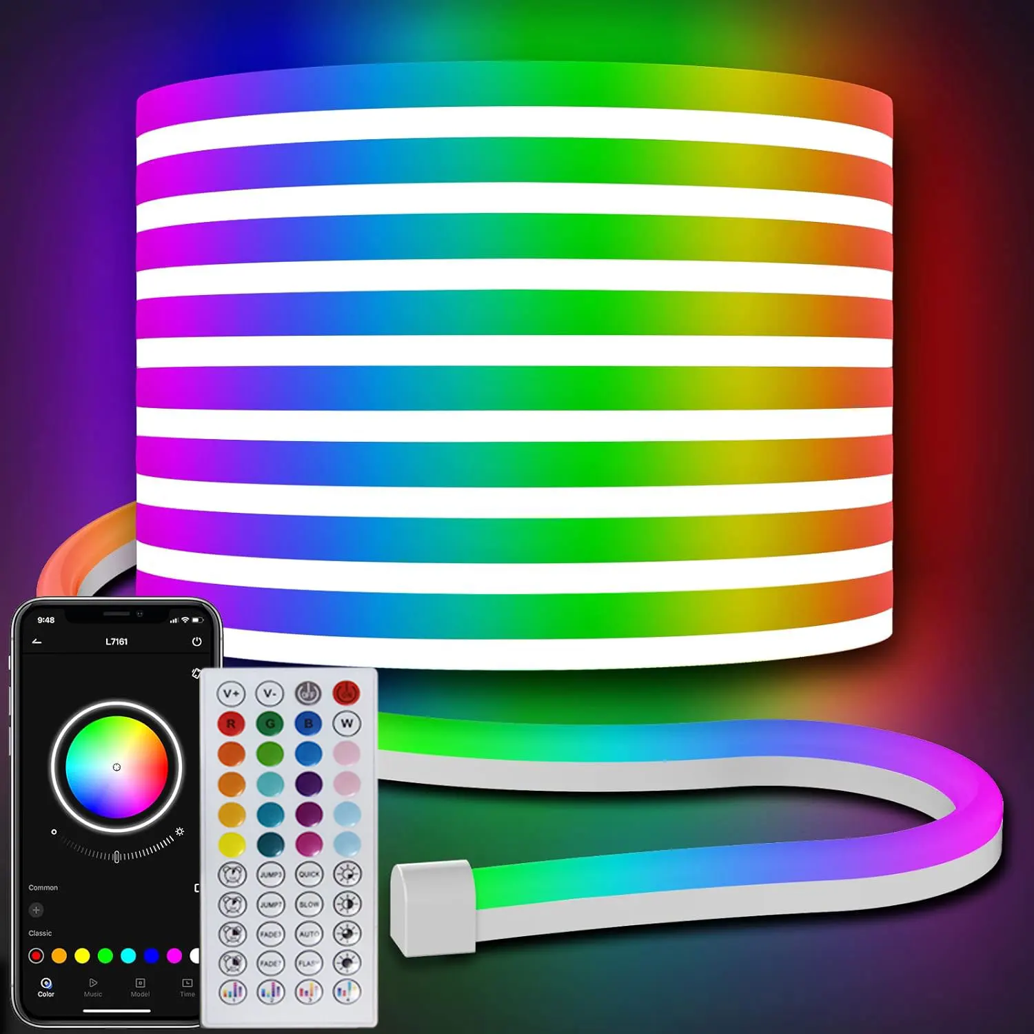 24v Neon Rgb Led Strip Lights App Remote Control Waterproof 5m 10m 15m 20m 30m Led Neon Rope Lights For Home Decor